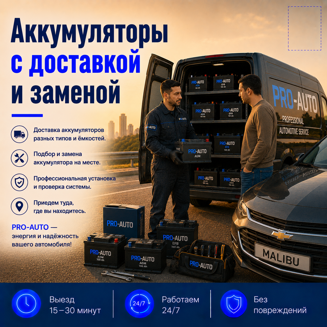 Аккумуляторы с доставкой и заменой